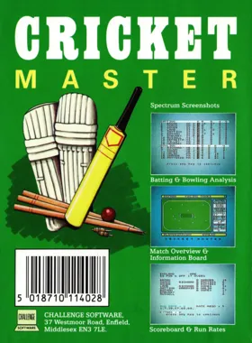 Cricket Master (UK) (1989) box cover back